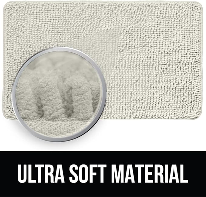 KANGAROO Bathroom Rugs, Chenille Soft Absorbent Bath Rug, Shaggy Shower Mat - Image 4