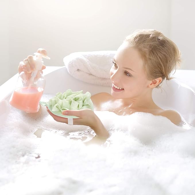 Boao 3 Pcs Bath Shower Pouf Sponge Mesh Pouf Shower Ball Exfoliating Body - Image 5