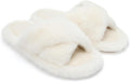 Chantomoo Womens Slippers Memory Foam Fuzzy Cross Band Faux Fur Slippers by Chantomoo