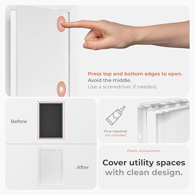 8x0 Inch White Access Panel – ABS Plastic Rectangular Wall & Ceiling Access Door - Image 4