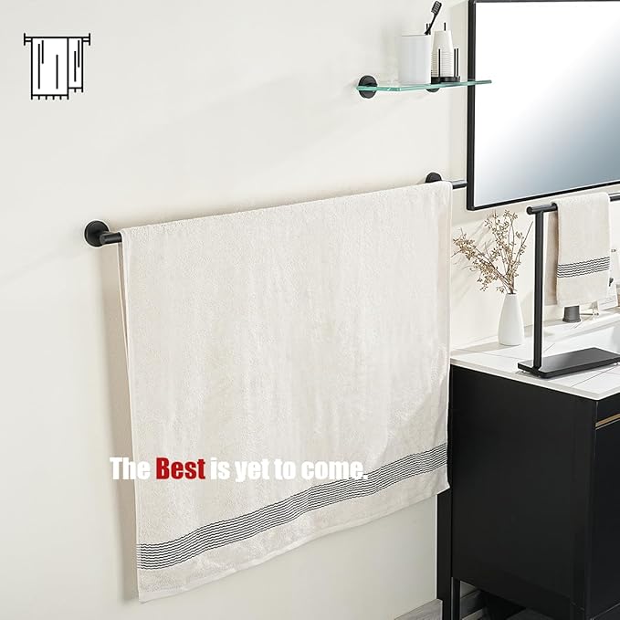 JQK Bath Towel Bar Black, 39 Inch 304 Stainless Steel Thicken 1mm Single Towel - Image 4