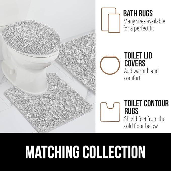 GORILLA GRIP Plush Absorbent Shaggy Chenille Bath Rug Mat - Image 8
