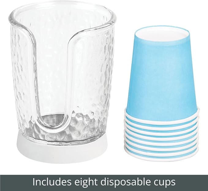 mDesign Plastic/Steel Compact Small Disposable Paper Cup Dispenser Storage - Image 5