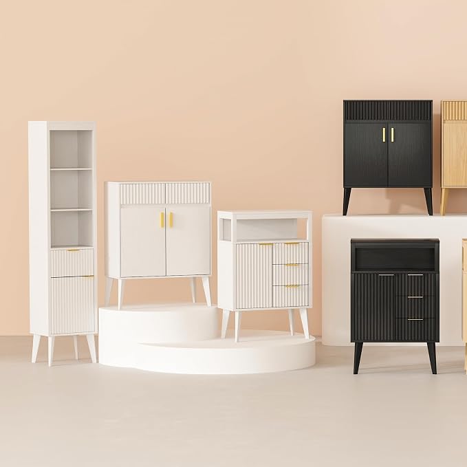 70" H Tall Storage Cabinet, Fluted Freestanding Floor Organizer - Image 7
