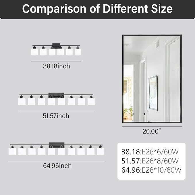 10 Light Black Vanity Lights for Giant Mirror, Bathroom Vanity Lights Over - Image 5