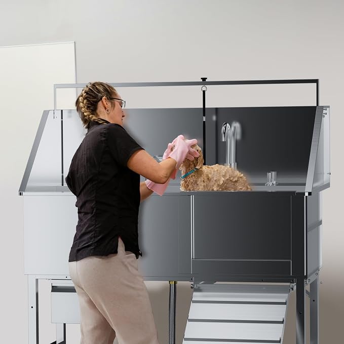 Professional 56" Dog Washing Station, 304 Stainless Steel Dog Bathing Station - Image 8