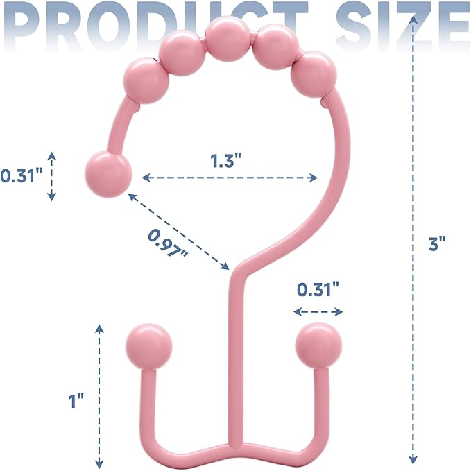 Titanker Shower Curtain Hooks Rings, Rust-Resistant Metal Double Glide Shower - Image 6