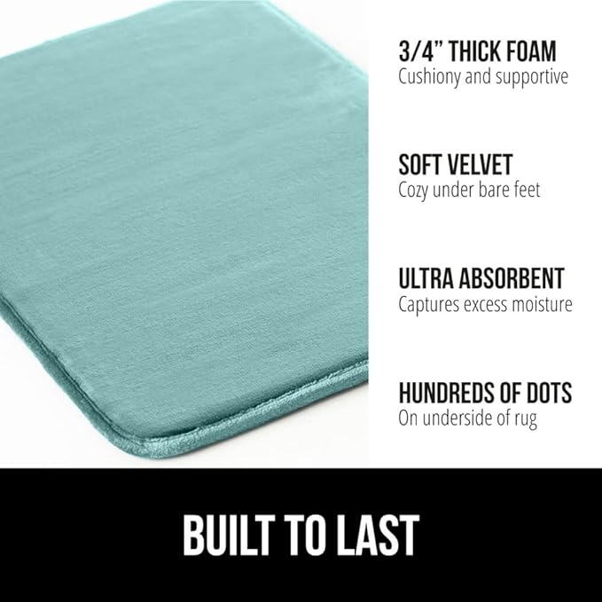 GORILLA GRIP Memory Foam Bath Mat, Soft Absorbent Velvet Bathroom Mats - Image 3