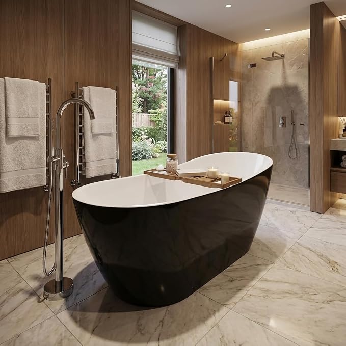 59 Inch Acrylic Freestanding Bathtub, Acrylic Soaking Bathtub - Image 3