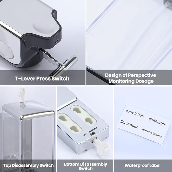 3-in-1 Quadrate Dispensers for The Shower, Shower soap Dispenser, Conditioner - Image 6