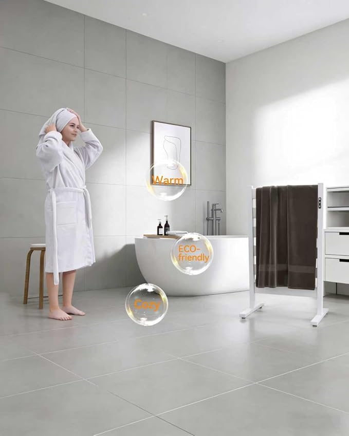 Heated Towel Racks for Bathroom, Freestanding Towel Warmer, 6 Bars Towel - Image 2