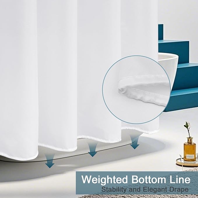 AooHome Extra Long Shower Curtain Liner, Fabric Shower Curtain - Image 3