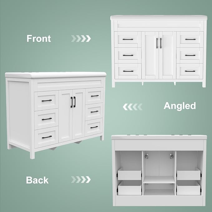 48 Inch Bathroom Vanity with Sink, Bathroom Vanity Cabinet with Doulble Sink - Image 7