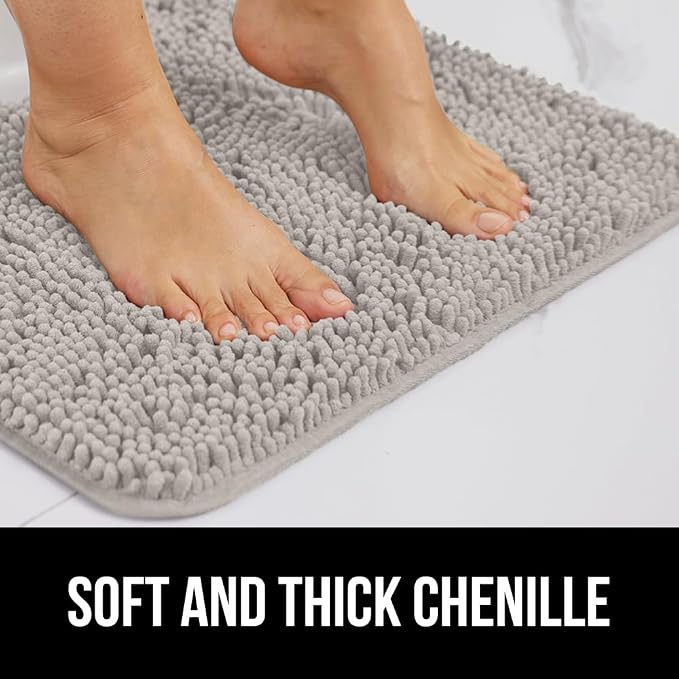 GORILLA GRIP Plush Absorbent Shaggy Chenille Bath Rug Mat - Image 4