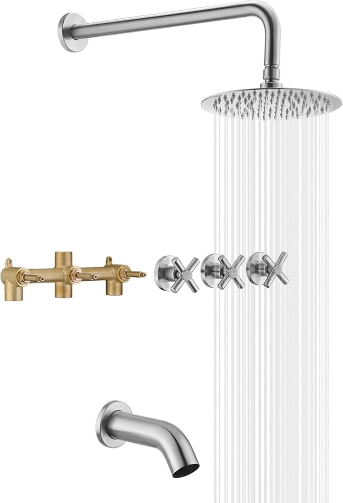 Tub and Shower Faucet Set 3 Handle by SUMERAINFAUCETS