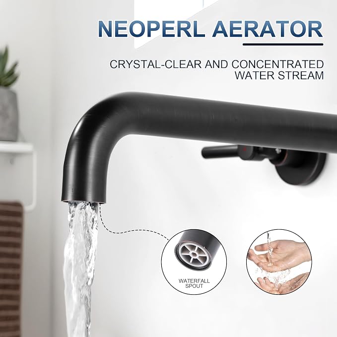 ALEASHA Wall Mount Tub Filler Tub Faucet High Flow Bathtub Faucets Two Handles - Image 5