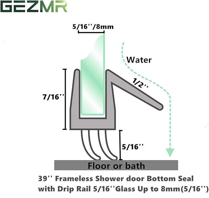 2-Pack Ultra Clear Shower Door Bottom Seal Frameless Glass Shower Door Sweep - Image 2
