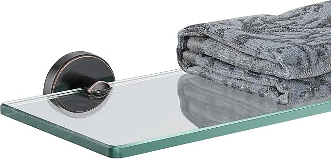 JQK Bathroom Glass Shelf Oil Rubbed Bronze, Tempered Glass Shower Storage 12 by by Homeimprovement
