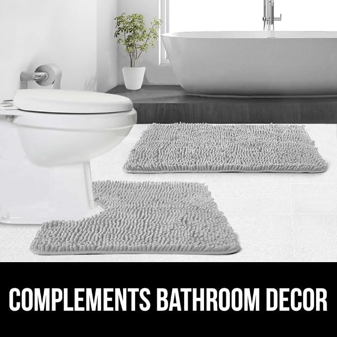GORILLA GRIP Plush Absorbent Shaggy Chenille Bath Rug Mat - Image 9