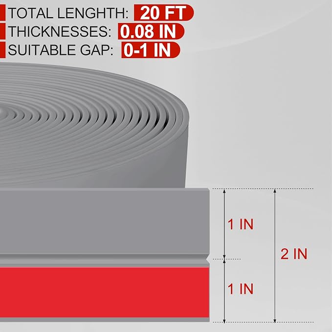 MYFAMIREA Door Weather Stripping 2IN x 20FT Door Draft Stopper Seal Tape - Image 2