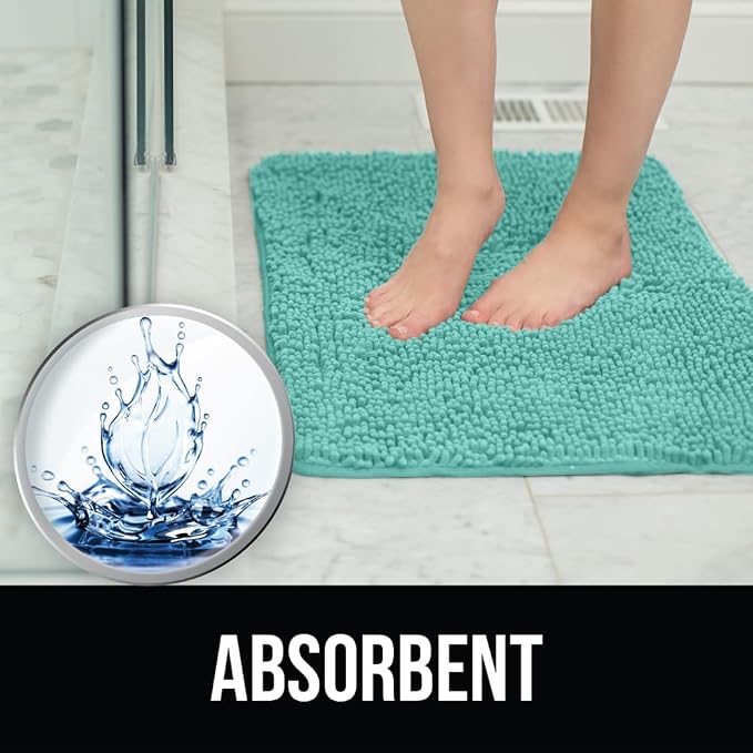 KANGAROO Bathroom Rugs, Chenille Soft Absorbent Bath Rug, Shaggy Shower Mat - Image 6