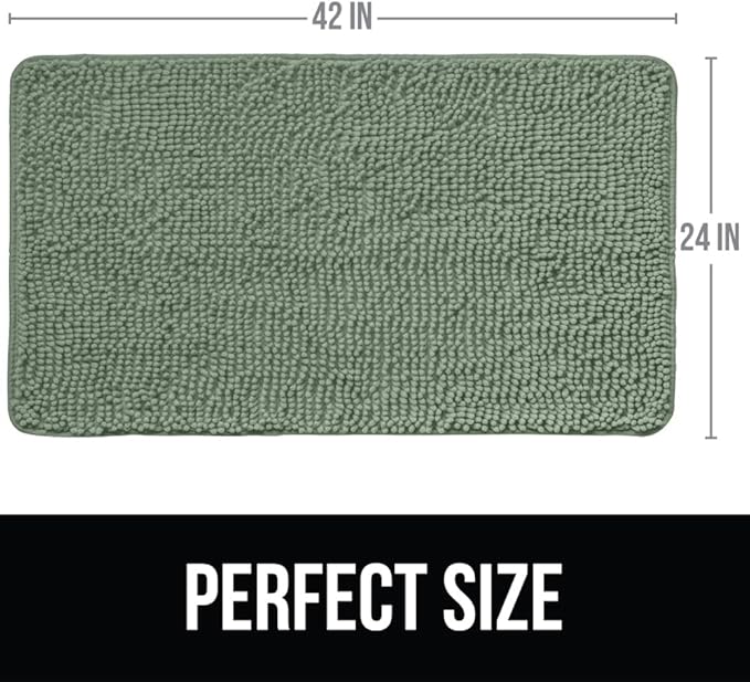 KANGAROO Bathroom Rugs, Chenille Soft Absorbent Bath Rug, Shaggy Shower Mat - Image 2
