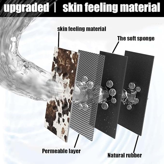 Bath Mat Rug, Animal Cow Skin Texture Non Slip Quick Dry Super Absorbent Thin - Image 2