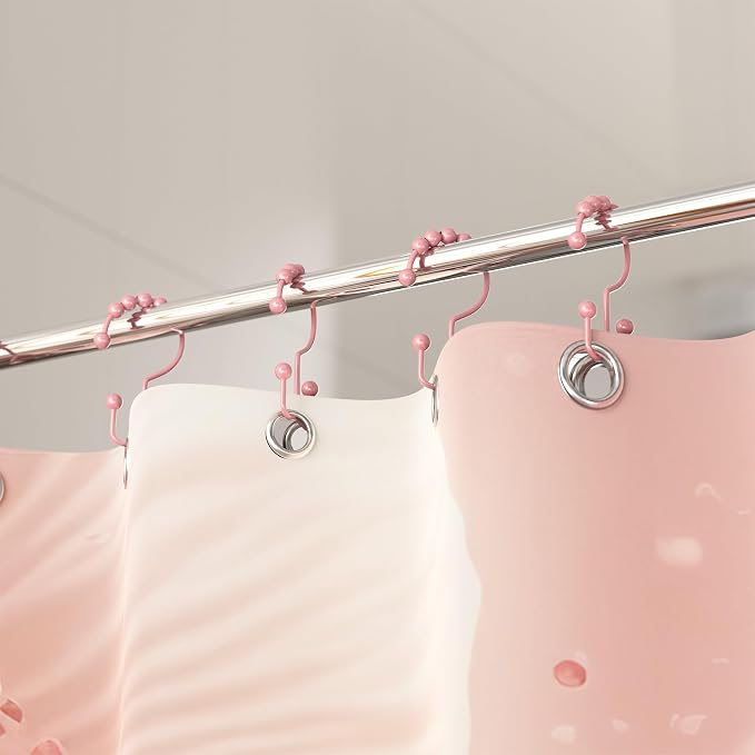 Titanker Shower Curtain Hooks Rings, Rust-Resistant Metal Double Glide Shower - Image 7