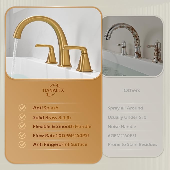 Brass Bathtub Faucet Roman Tub Faucet Gooseneck Tub Filler, Brushed Gold Garden - Image 5