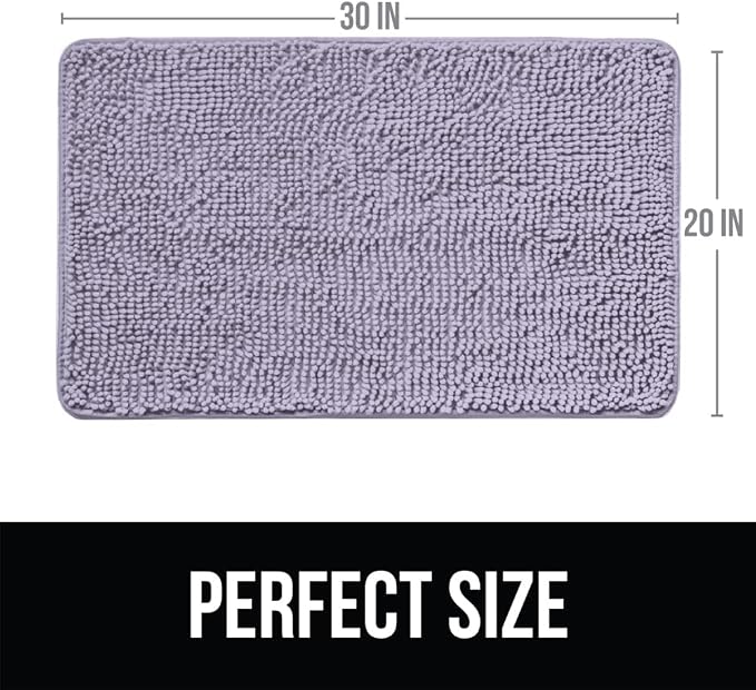KANGAROO Bathroom Rugs, Chenille Soft Absorbent Bath Rug, Shaggy Shower Mat - Image 2
