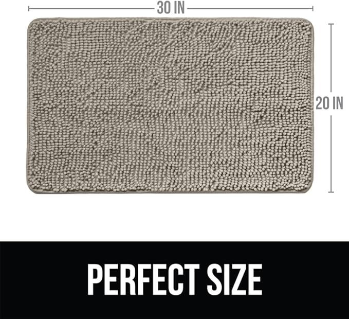 KANGAROO Bathroom Rugs, Chenille Soft Absorbent Bath Rug, Shaggy Shower Mat - Image 2