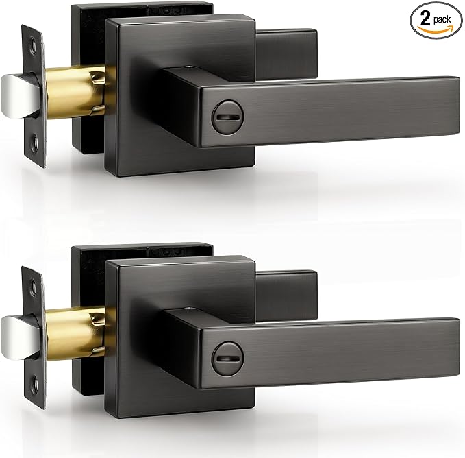 Probrico Privacy Gunmetal Black Door Handles by Probrico