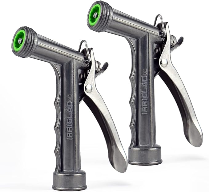 Hose Nozzle 2 Pack, Full Size Pistol Grip Water Nozzle Sprayer by IRRIGLAD