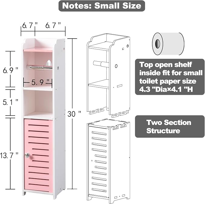 AOJEZOR Toilet Paper Holder Stand: Small Bathroom Storage Cabinet - Image 4