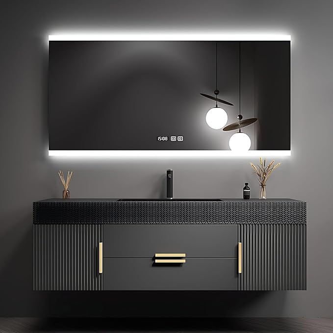 80" Bathroom Vanity with Single Sink, Floating Bathroom Vanities with LED Smart by LUTHXAY