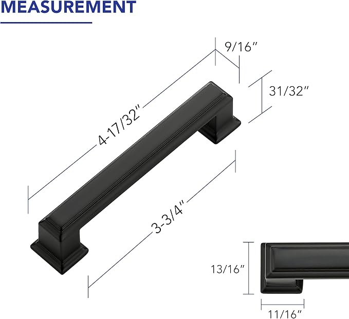Ravinte Hardware 5 Pack Matte Black Cabinet Pulls, 3-3/4 Inch Hole Center Zinc - Image 2