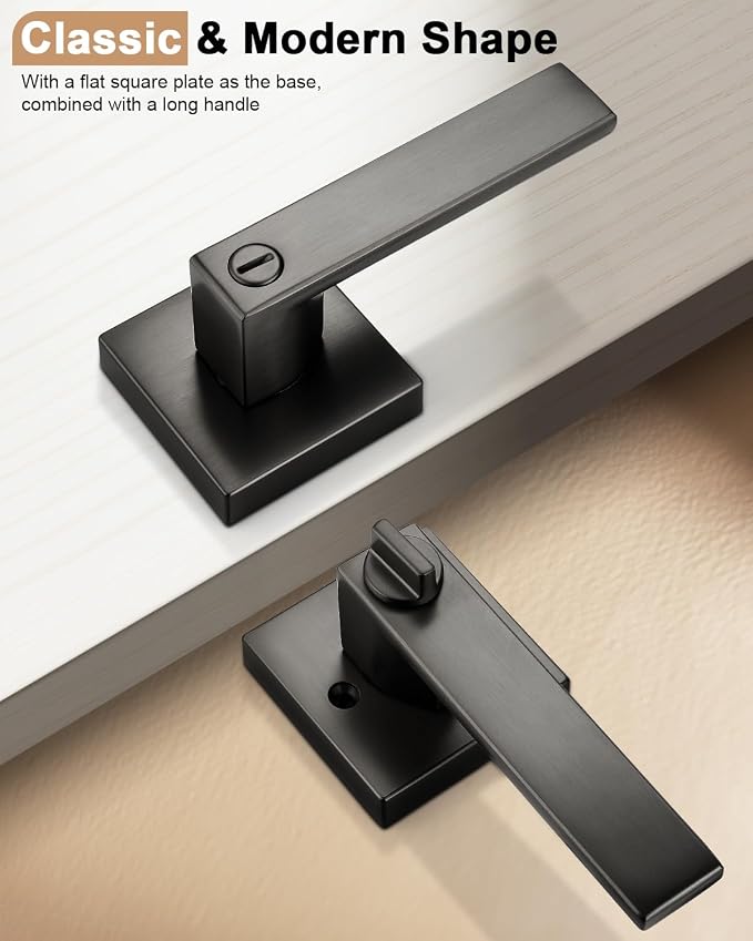 Probrico Gunmetal Black Privacy Locking Door Lever Handles - Image 3