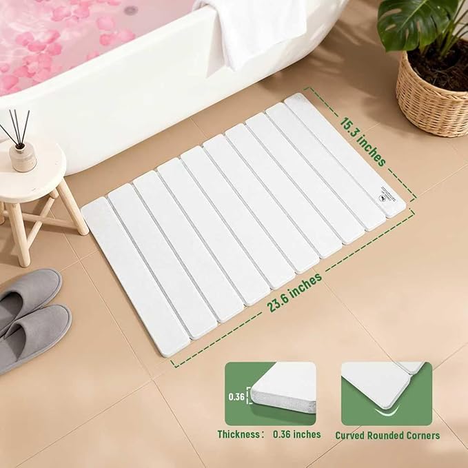 Stone Bath Mat for Water Absorption, Foldable Diatomite Stone Mat, Non-Slip & - Image 2