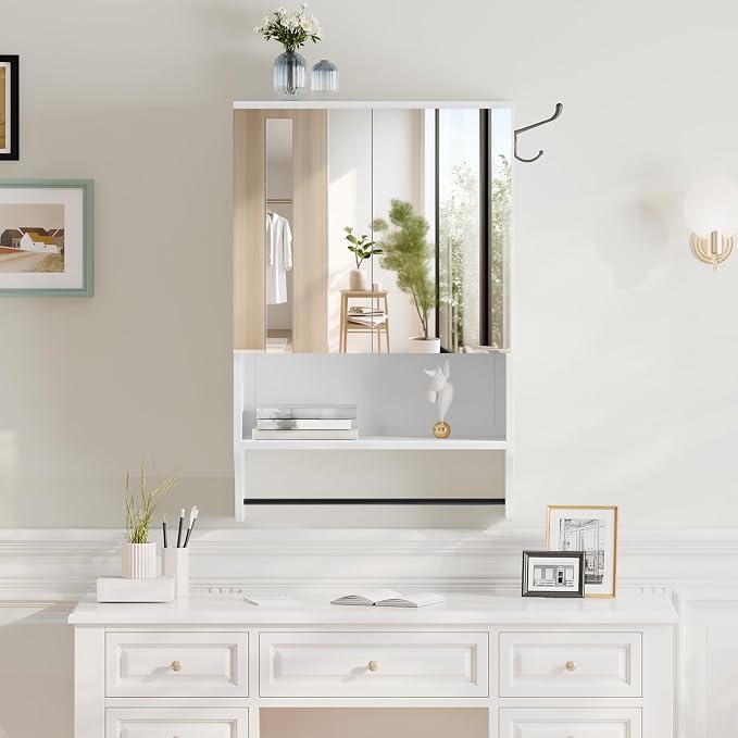Bathroom Wall Cabinet with Mirror, Medicine Cabinet with 2 Door and Adjustable - Image 9