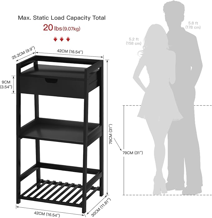 3 Tier Bamboo Bathroom Shelves - Image 3