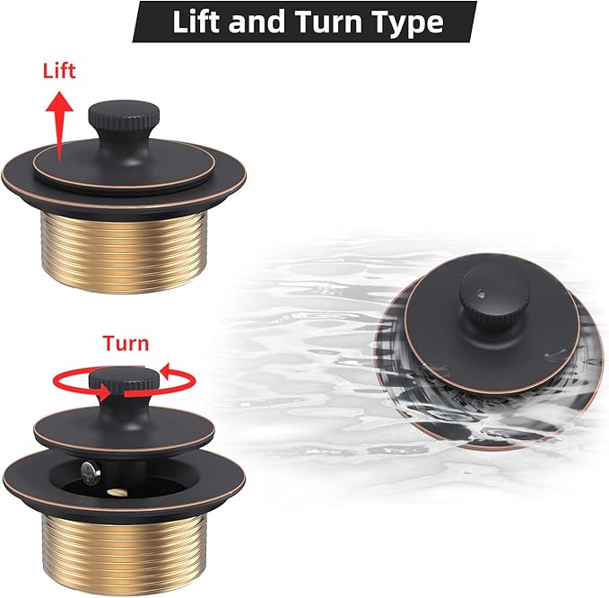 Oil Rubbed Bronze Tub Drain Trim Set Conversion Kit Assembly，All Brass Lift & - Image 7