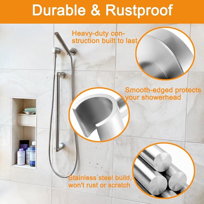 Shower Head Holder All Metal Handheld Shower Wand Bracket Adjustable Handheld - Image 3