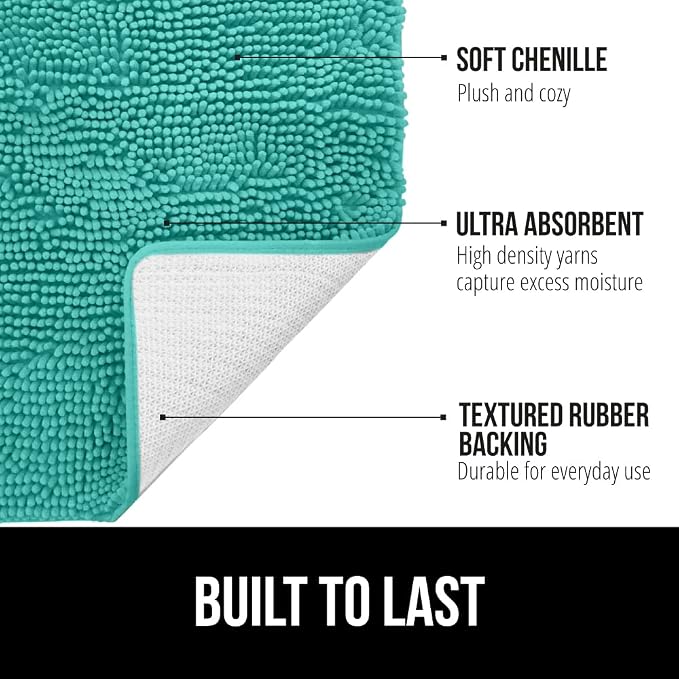 GORILLA GRIP Bath Rug Mat 44x26, Soft Absorbent Chenille, Quick Dry Microfiber - Image 2