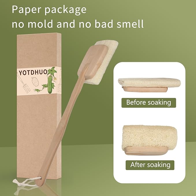 Natural Loofah with Handle, Back Scrubber - Image 2