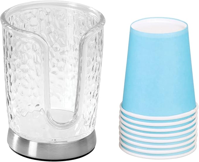 mDesign Plastic/Steel Compact Small Disposable Paper Cup Dispenser Storage - Image 6