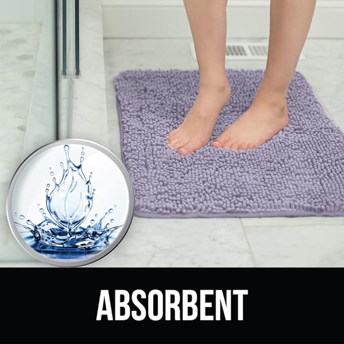 KANGAROO Bathroom Rugs, Chenille Soft Absorbent Bath Rug, Shaggy Shower Mat - Image 6