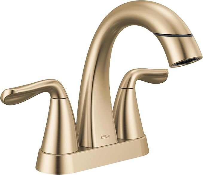 Delta Arvo Pull-Down Centerset Gold Bathroom Sink Faucet, by DeltaFaucet