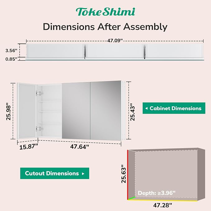 TokeShimi 48x26 Recessed Medicine Cabinet - Image 2