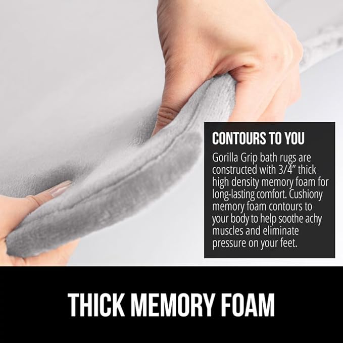 GORILLA GRIP Memory Foam Bath Rugs, Soft Absorbent Velvet Bathroom Mats - Image 4