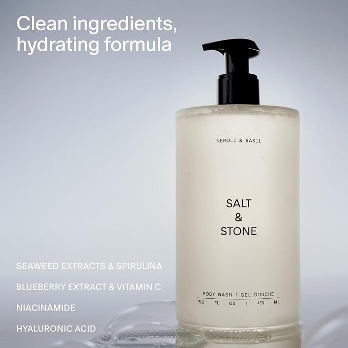 Salt & Stone Body Wash for Women & Men | Neroli & Basil | Hydrating Gel - Image 2